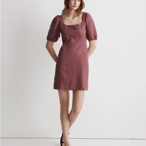 Madewell Maisie Mauve Puff Sleeve Mini Dress